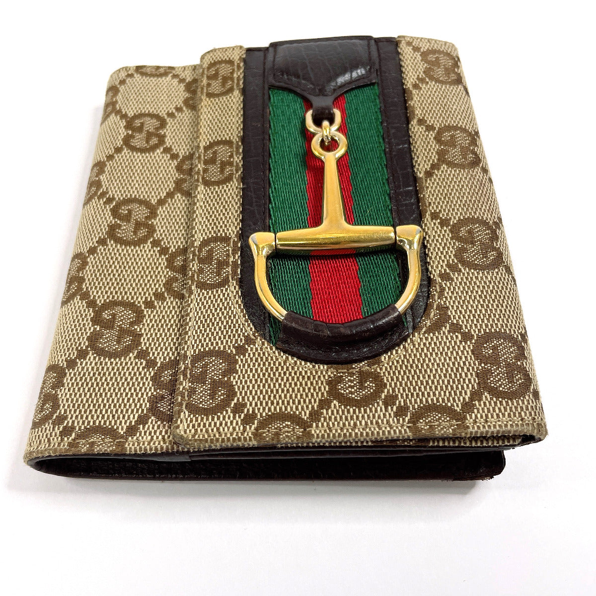 GUCCI Bifold Wallet 138029 GG canvas Brown Sherry line Horsebit  Used