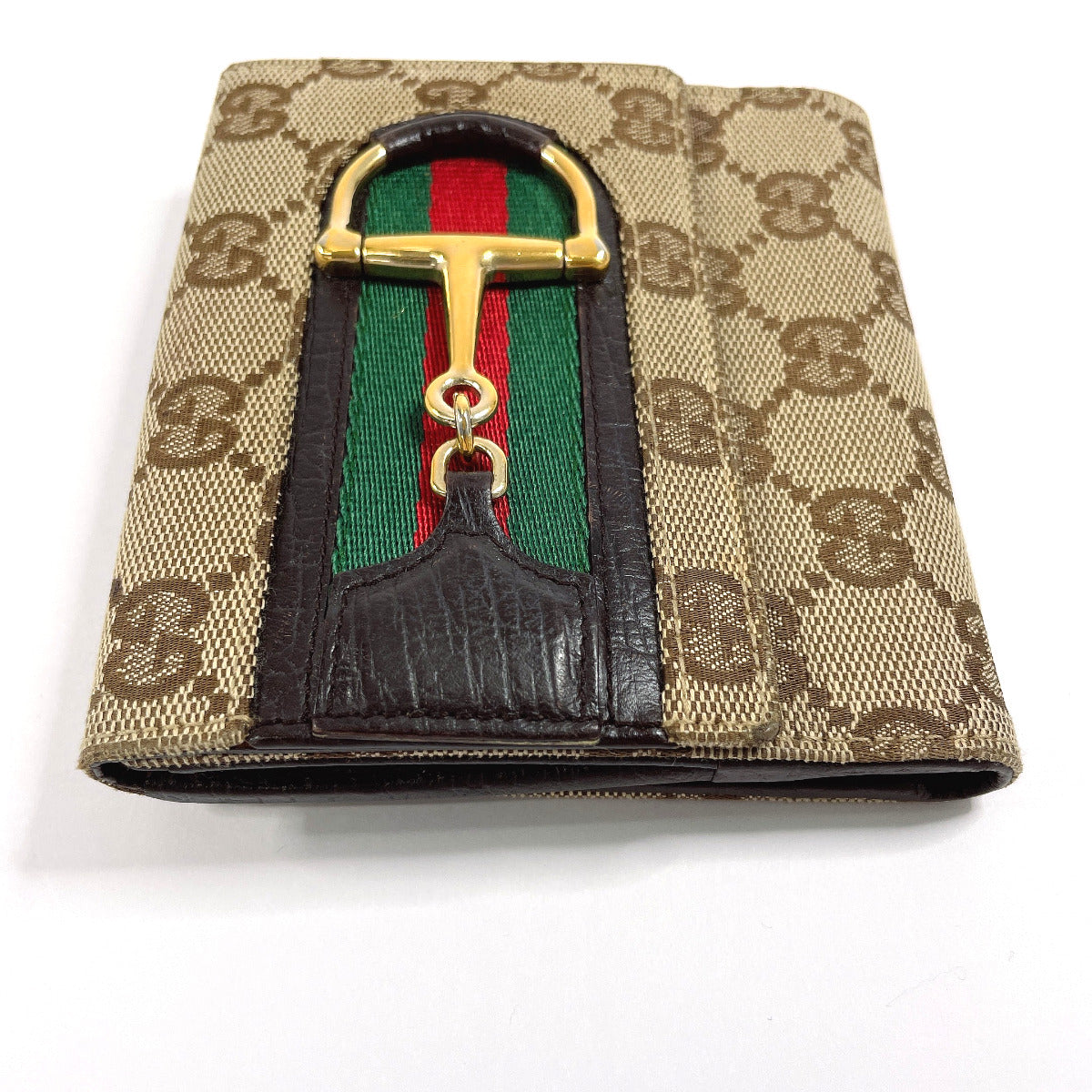 GUCCI Bifold Wallet 138029 GG canvas Brown Sherry line Horsebit  Used