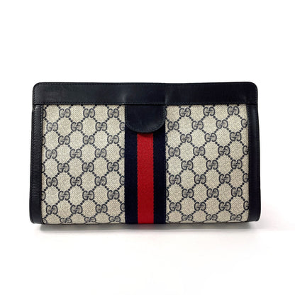 GUCCI business bag GG Supreme canvas, leather Navy Sherry line Old Gucci Perfume  Used