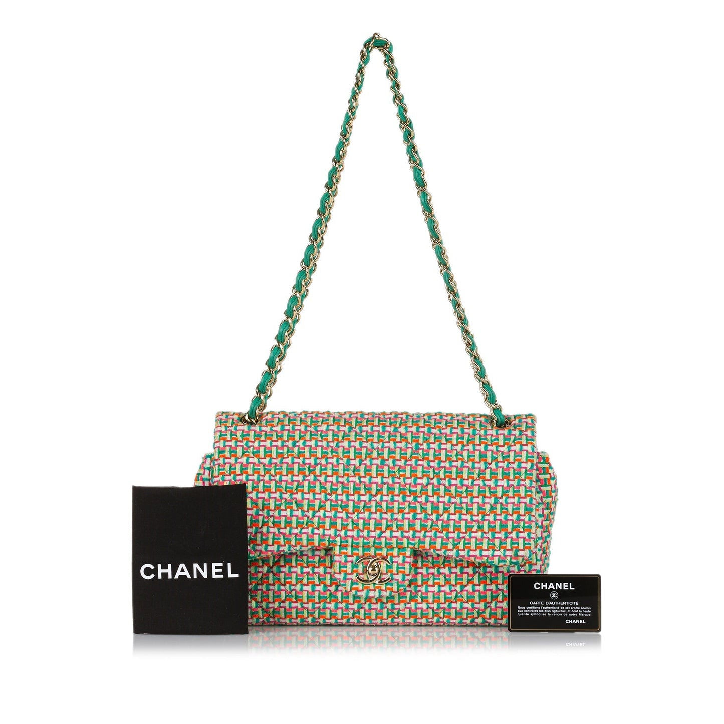 Chanel Classic Double Flap Medium Multicolor Tweed Gold