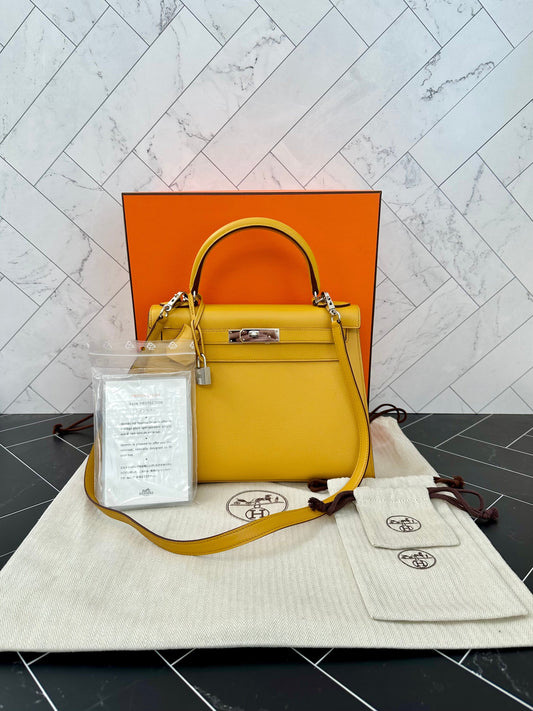 Hermes Yellow Epsom Leather Kelly 28