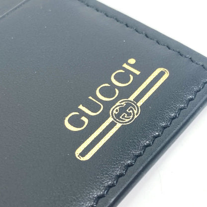 GUCCI Card Case 547596 leather black logo name card holder mens Used