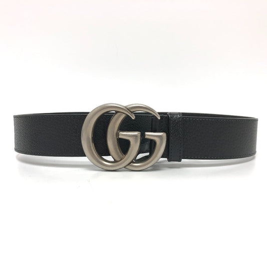 GUCCI belt 406831 leather black Leather belt (double G buckle) mens 85 Used