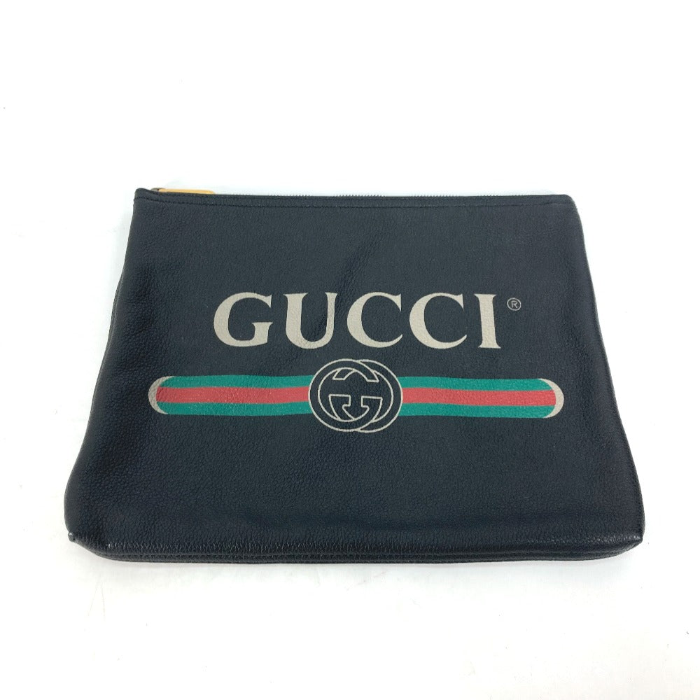 GUCCI Clutch bag 500981 leather black logo mens Used