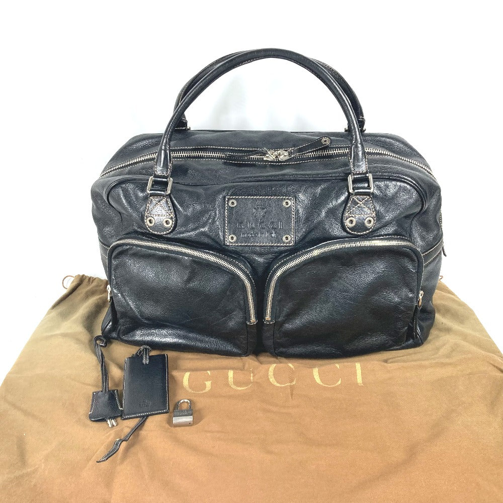 GUCCI Boston Duffel bag Travel bag Duffle bag Bag Travel bag Shoulder Bag logo leather 201847 black mens Used