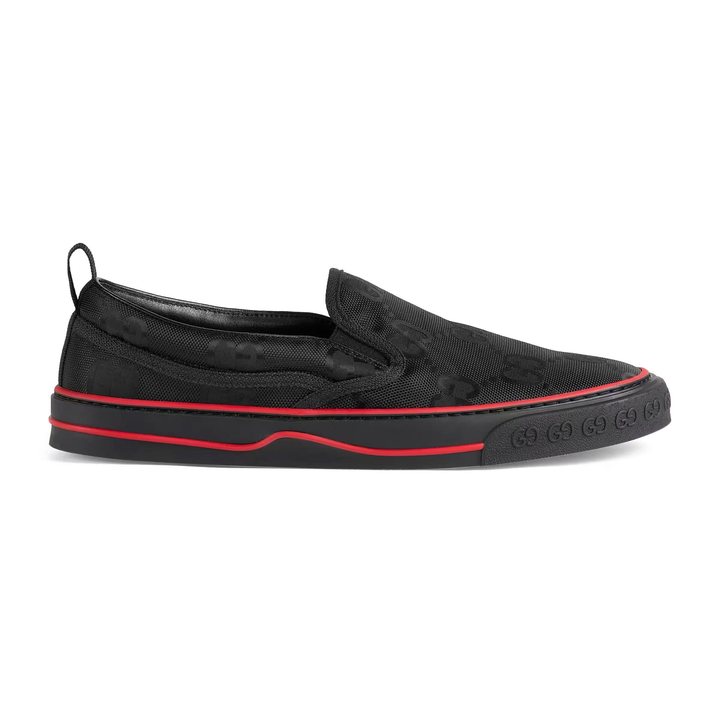 Gucci 643489 H9HP0 1000 Off The Grid Men's Shoes Black Recycled Fabric Slip-On Sneakers (GGM1733)