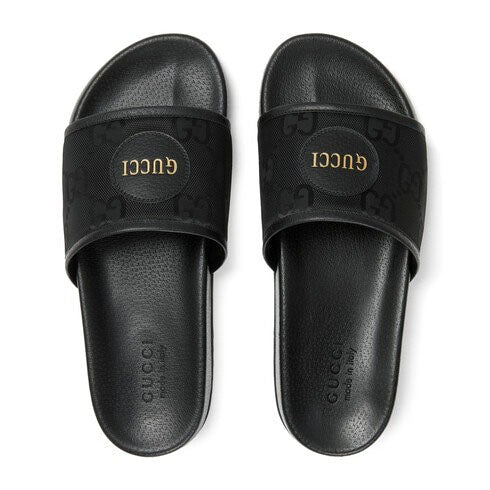 Gucci 644754 H9H90 1000 Men's Shoes Black GG Econyl Fabric "Off The Grid " Slide Sandals  (GGM1740)