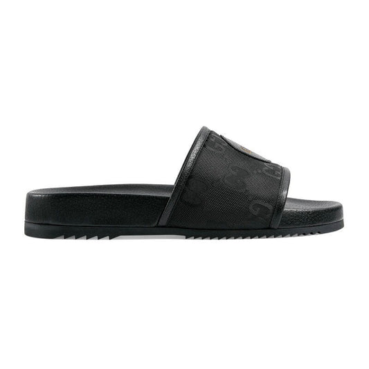 Gucci 644754 H9H90 1000 Men's Shoes Black GG Econyl Fabric "Off The Grid " Slide Sandals  (GGM1740)