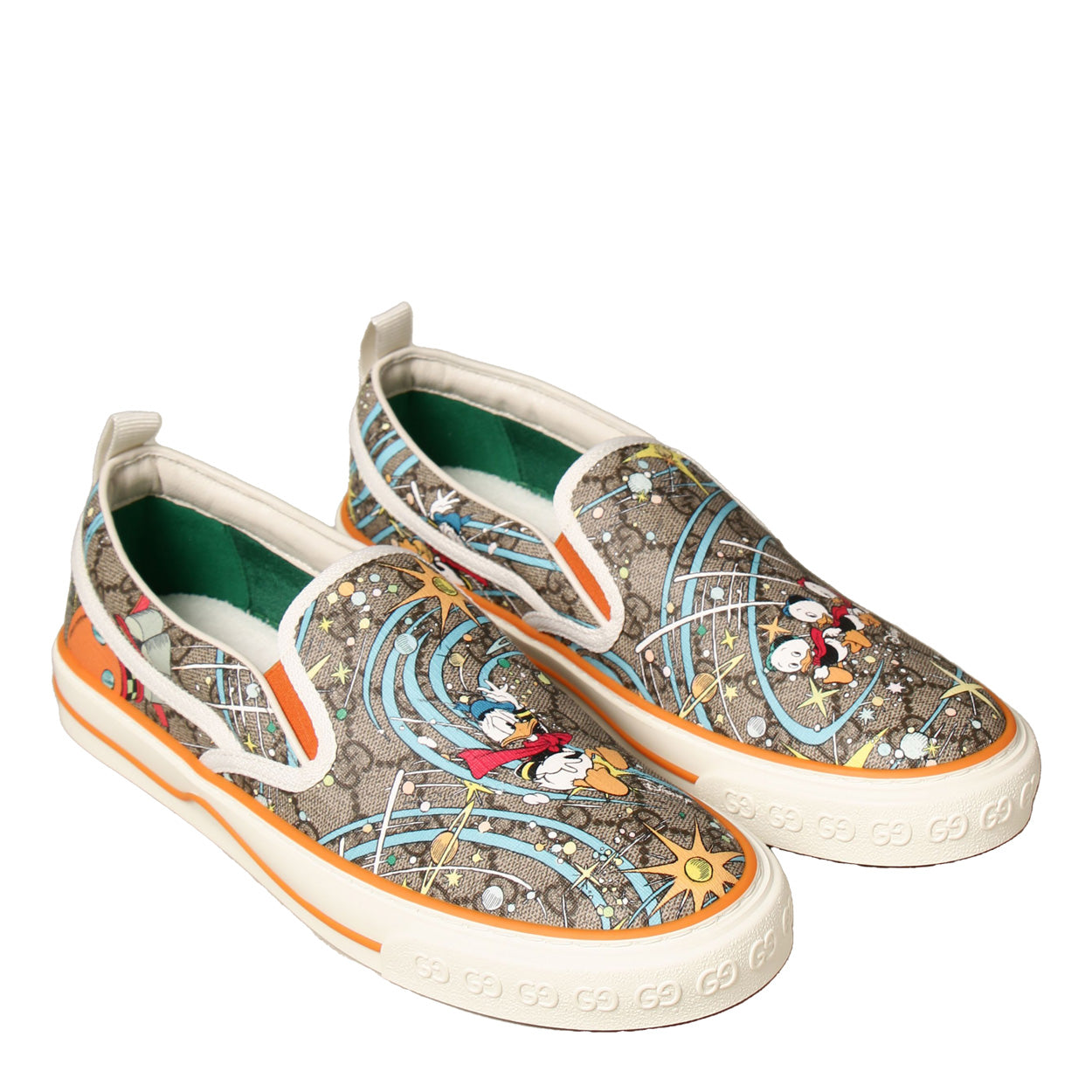 Gucci 647951 Donald Duck Men's Shoes Multi-Color PU Leather Casual Slip-On Sneakers (GGM1723)