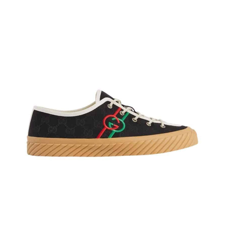 Gucci 703032 FAA5A 1182  Men's Shoes Black Canvas Interlocking G Trainer Sneakers (GGM1738)