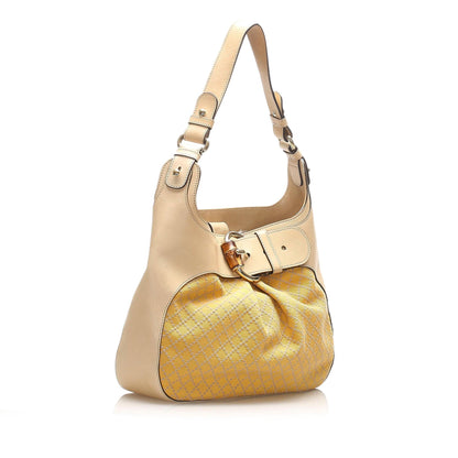 Gucci Bamboo Diamante Canvas Shoulder Bag (SHG-15629)