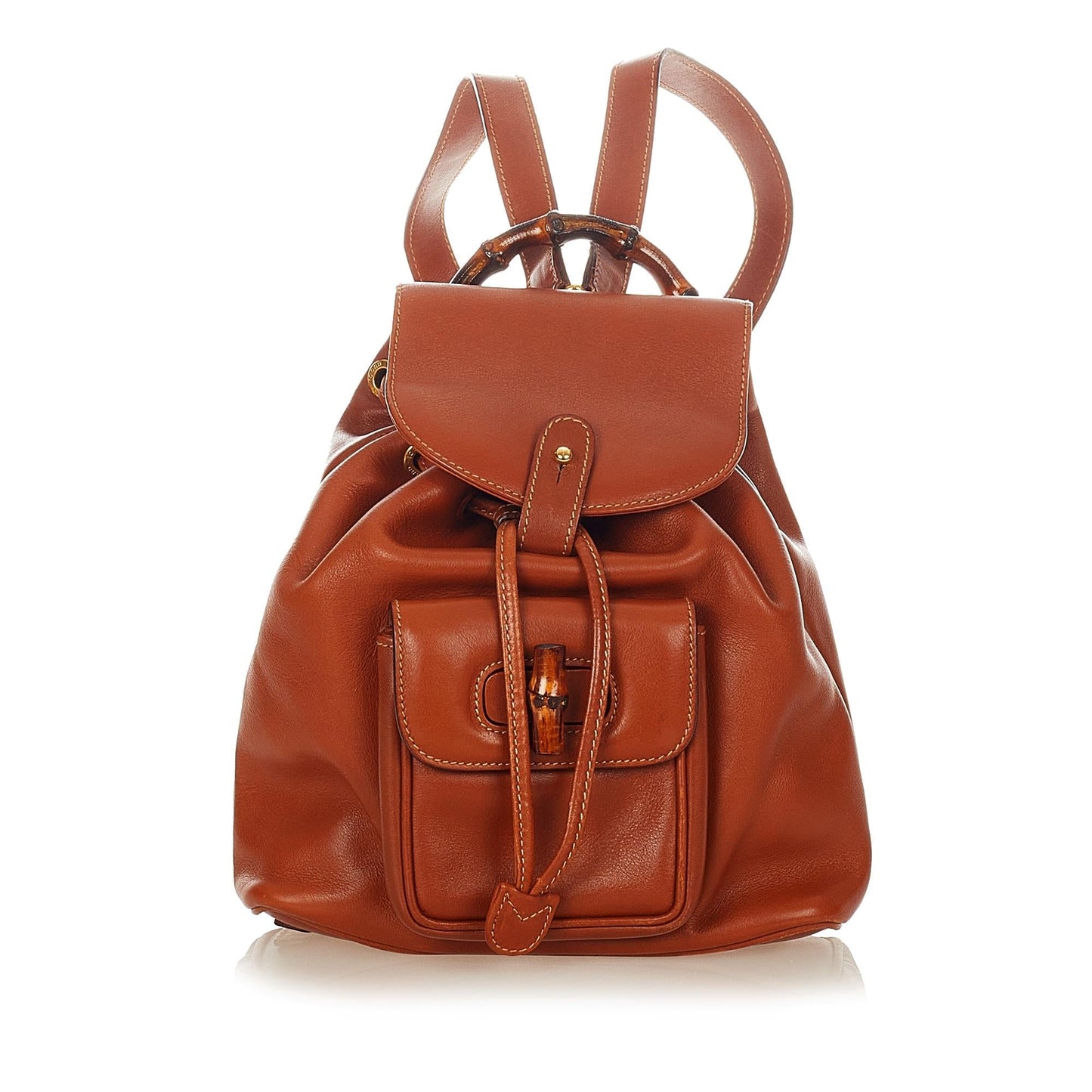 Gucci Bamboo Drawstring Leather Backpack (SHG-26046)