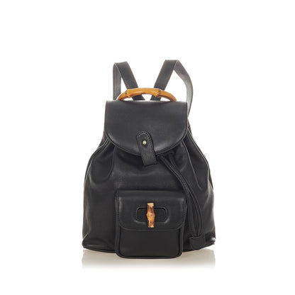 Gucci Bamboo Drawstring Leather Backpack (SHG-26388)