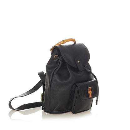 Gucci Bamboo Drawstring Leather Backpack (SHG-26388)