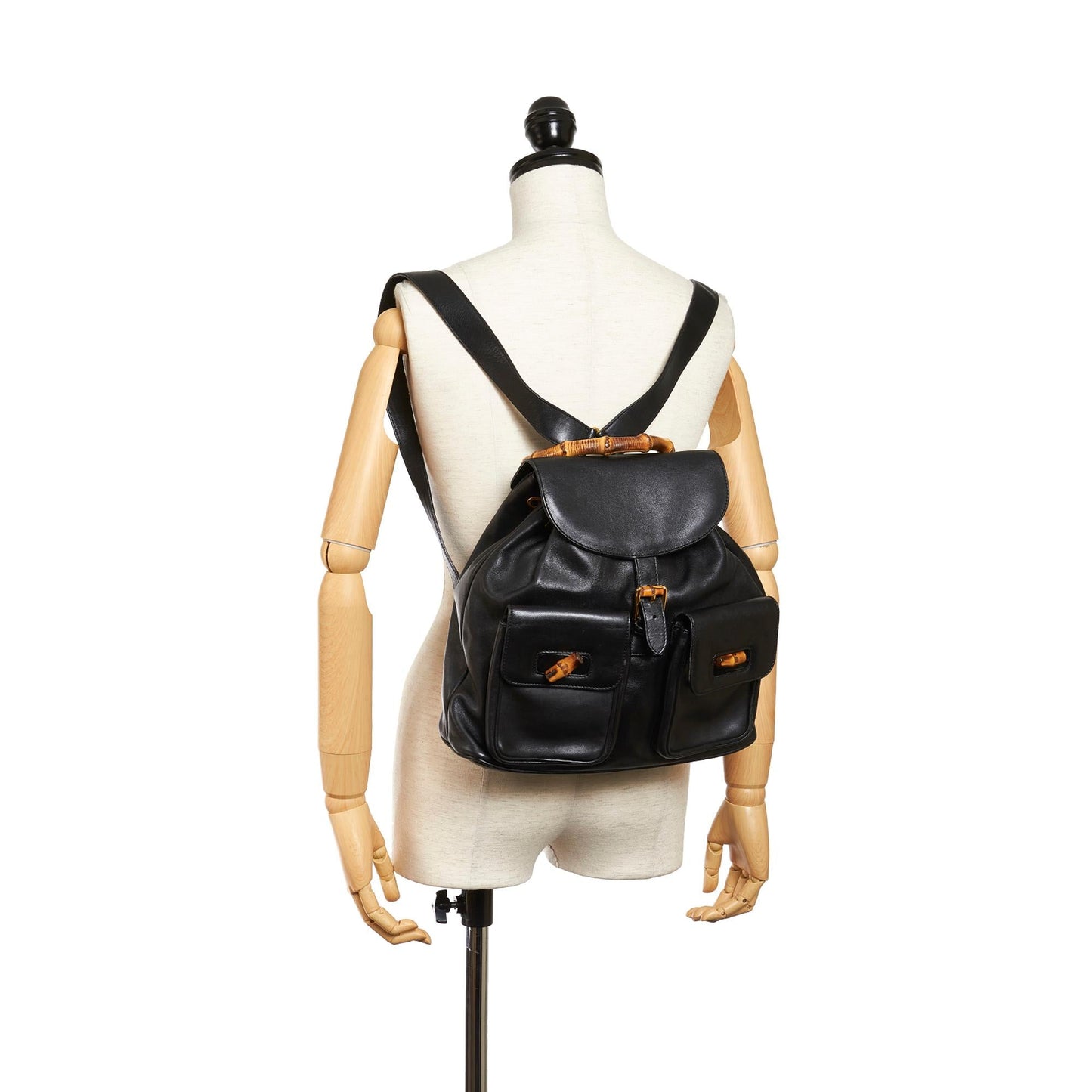 Gucci Bamboo Drawstring Leather Backpack (SHG-27520)