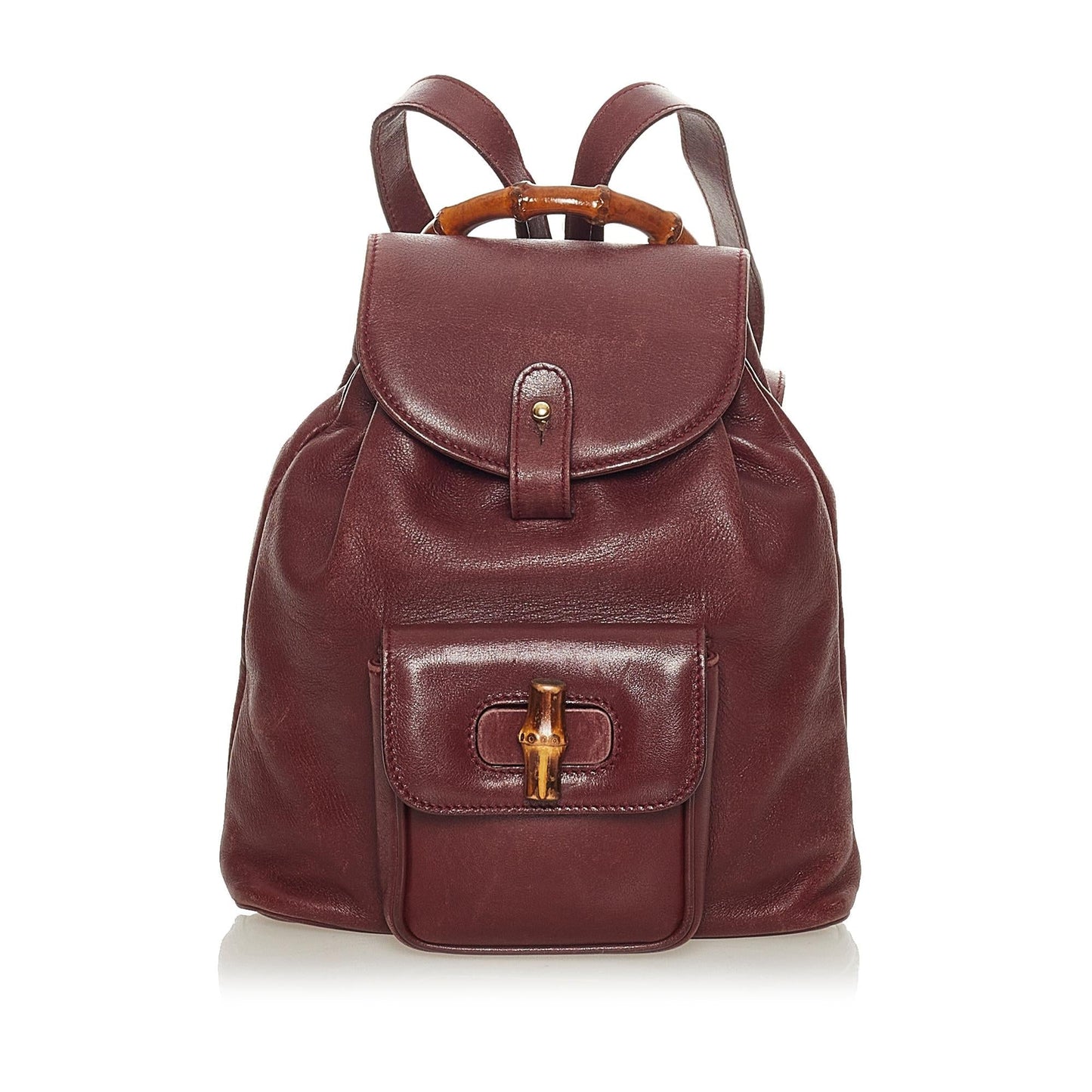 Gucci Bamboo Drawstring Leather Backpack (SHG-27763)