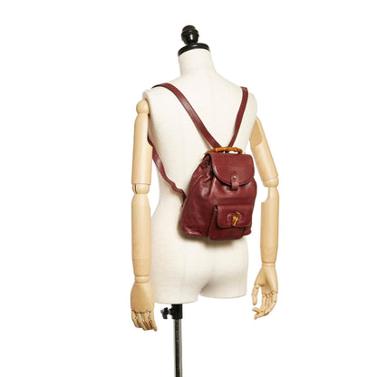 Gucci Bamboo Drawstring Leather Backpack (SHG-27763)