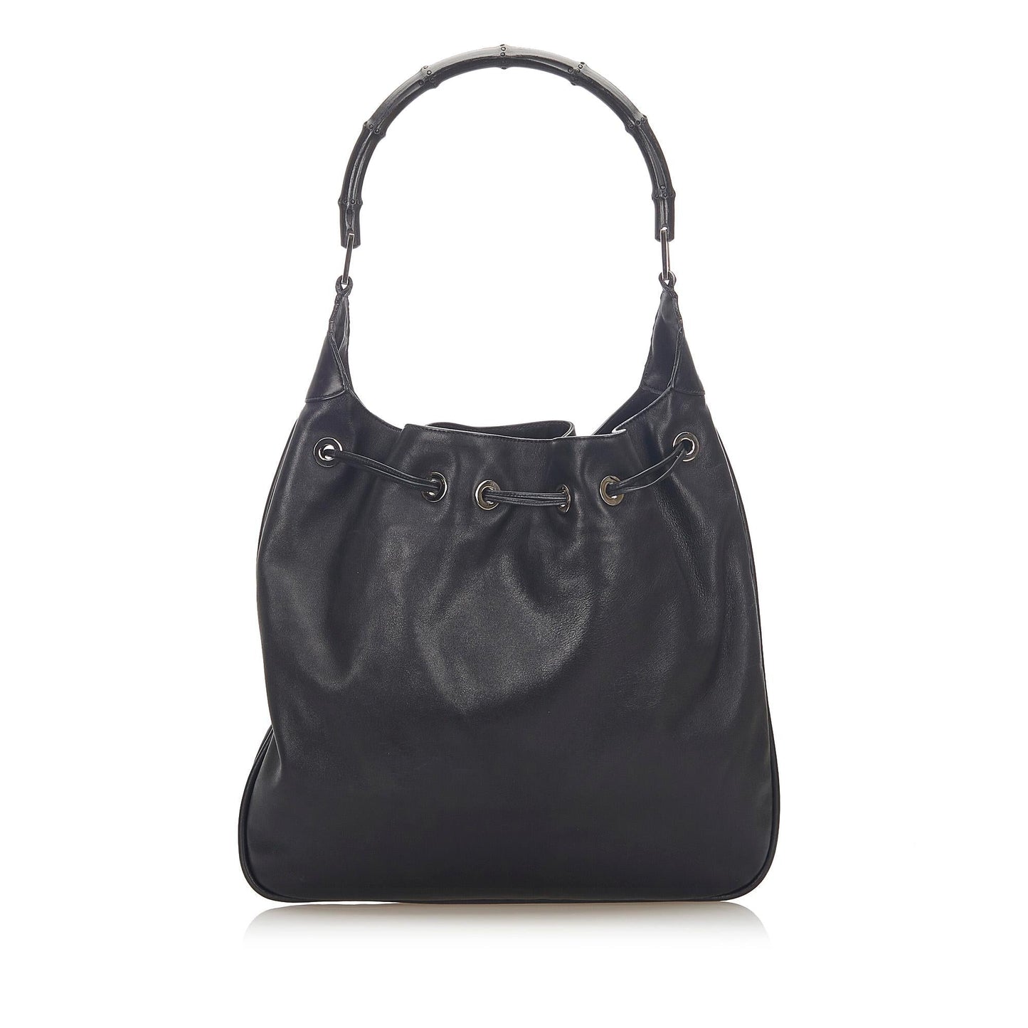 Gucci Bamboo Drawstring Leather Shoulder Bag (SHG-18217)