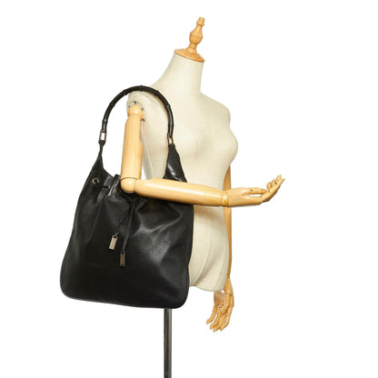 Gucci Bamboo Drawstring Leather Shoulder Bag (SHG-18217)