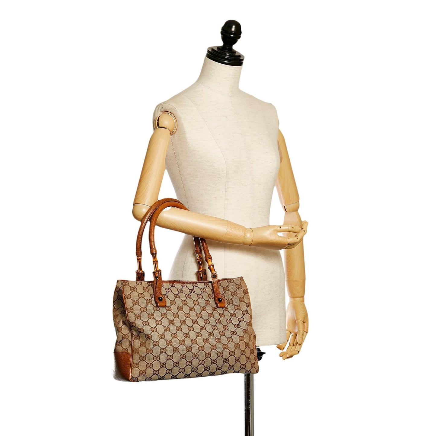 Gucci Bamboo GG Canvas Handbag (SHG-33647)