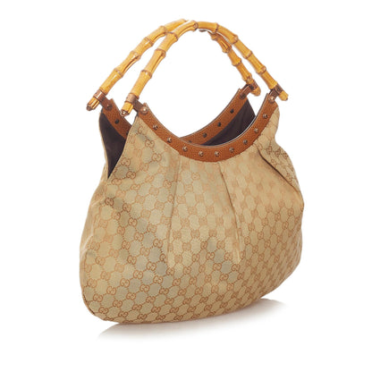 Gucci Bamboo GG Canvas Hobo Bag (SHG-27354)