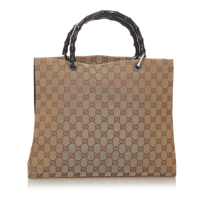 Gucci Bamboo GG Canvas Tote Bag (SHG-27361)