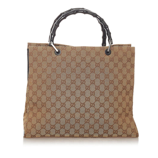 Gucci Bamboo GG Canvas Tote Bag (SHG-27361)