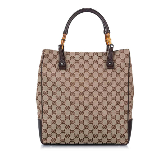 Gucci Bamboo GG Canvas Tote (SHG-17105)