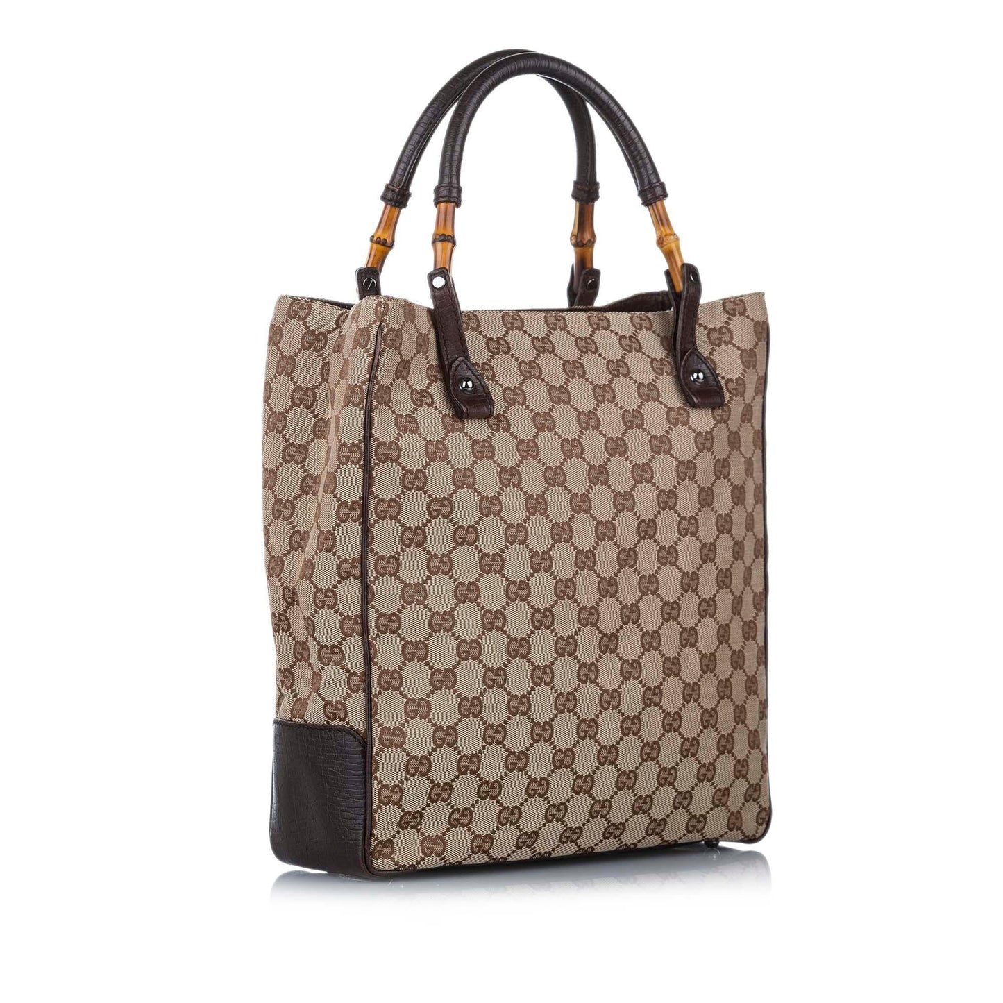 Gucci Bamboo GG Canvas Tote (SHG-17105)