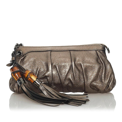 Gucci Bamboo Leather Clutch Bag (SHG-28914)