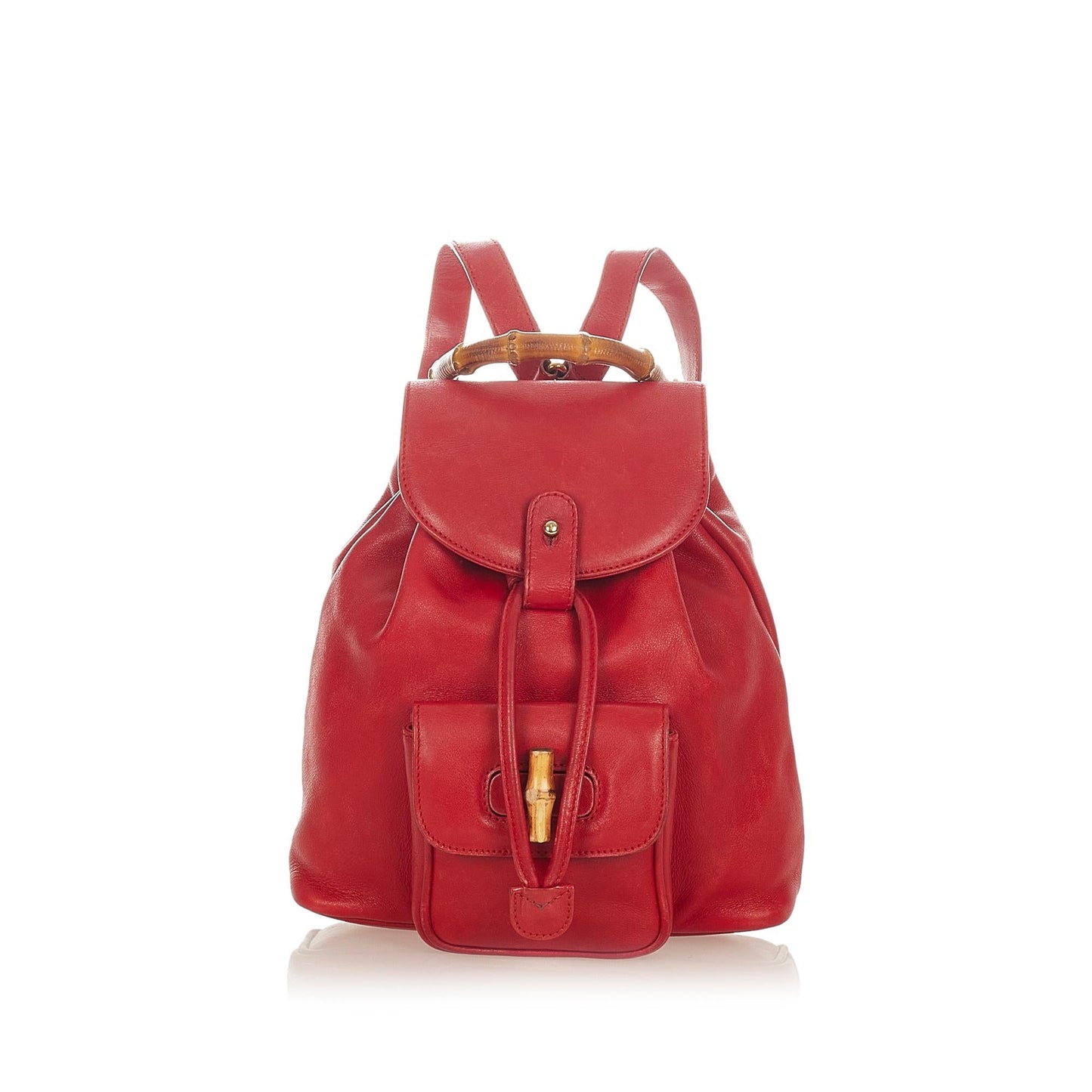 Gucci Bamboo Leather Drawstring Backpack (SHG-26549)