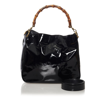 Gucci Bamboo Patent Leather Satchel (SHG-33215)