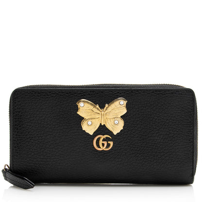 Gucci Calfskin Butterfly Farfalla Zip Around Wallet (SHF-21069)