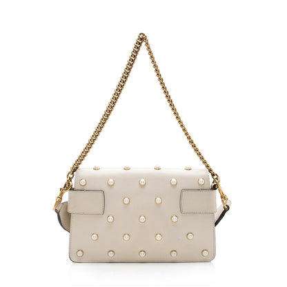 Gucci Calfskin Pearl Bee Broadway Mini Shoulder Bag