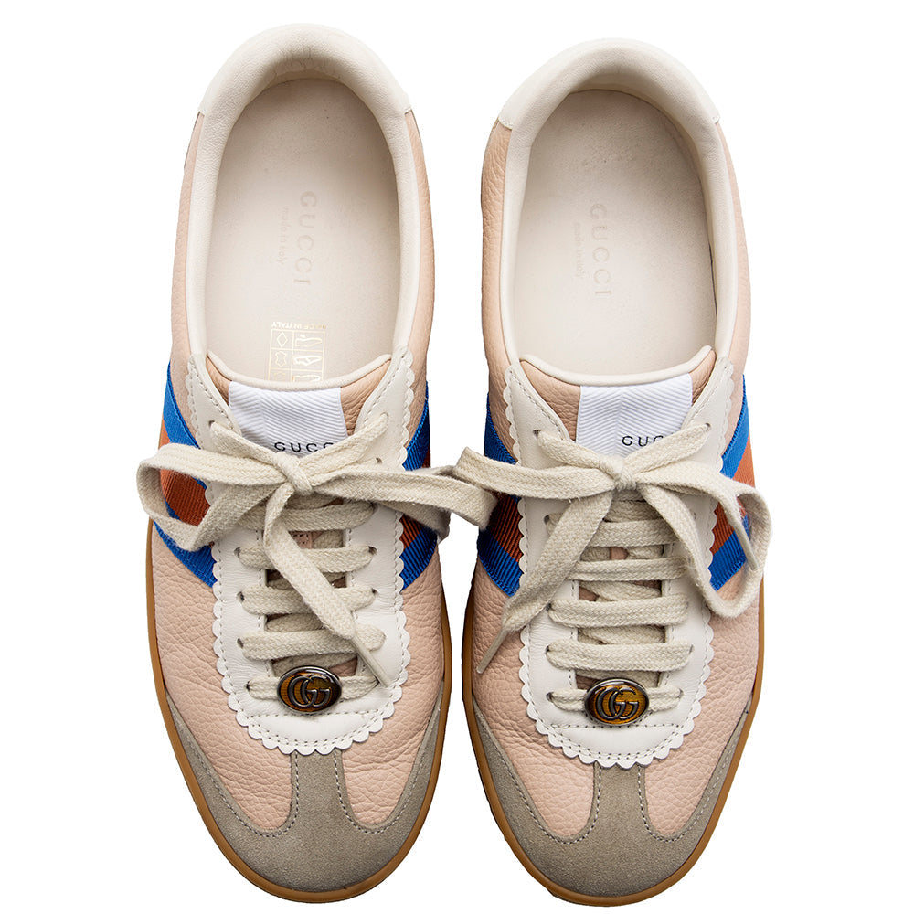 Gucci Calfskin Retro Web Low Top Sneakers - Size 8.5 / 38.5 (SHF-18617)