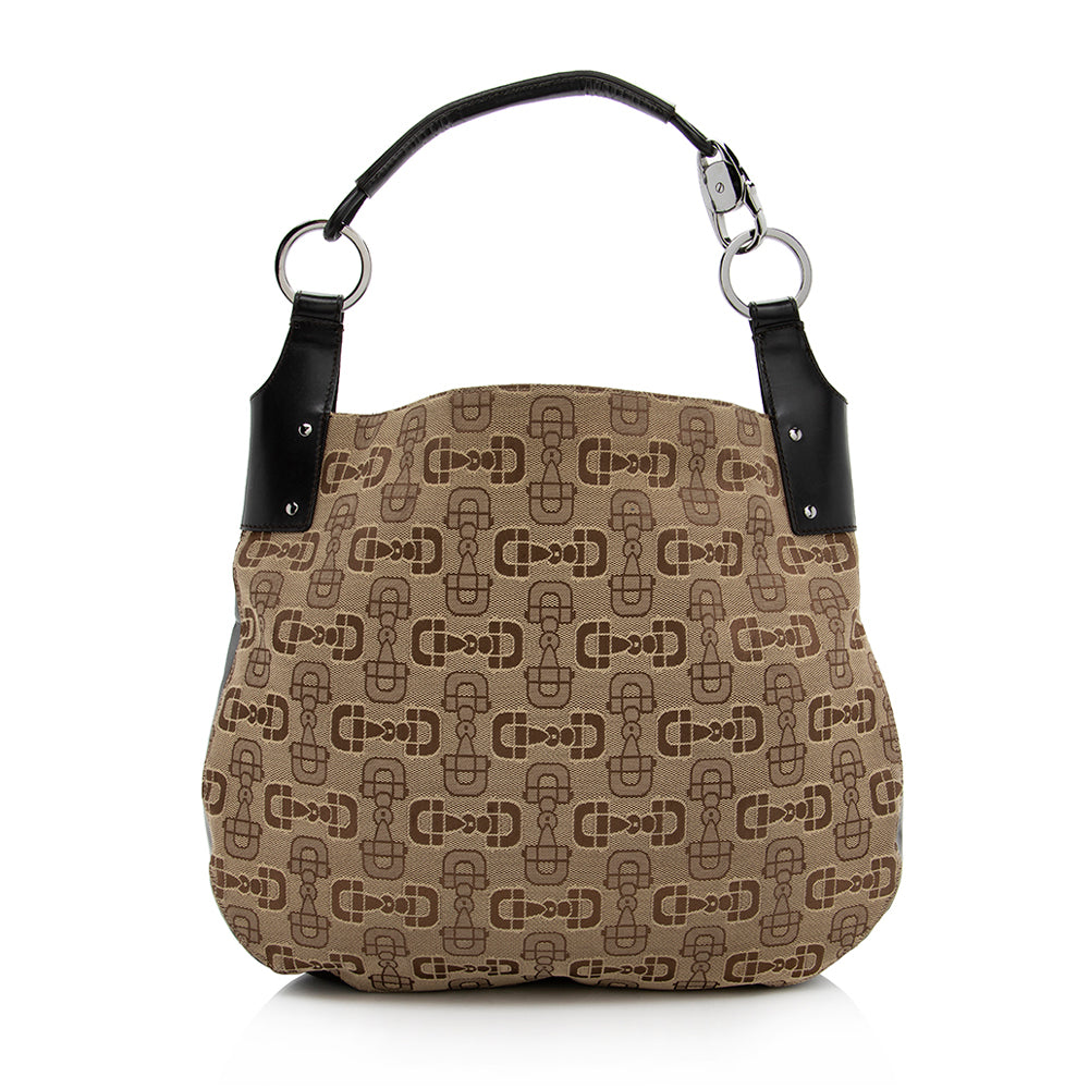 Gucci Canvas Horsebit Hobo (SHF-15066)