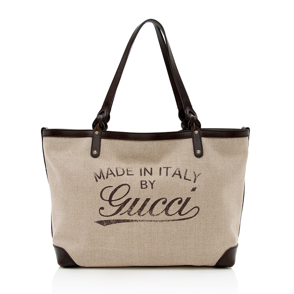 Gucci Canvas Leather Craft Tote (SHF-17362)