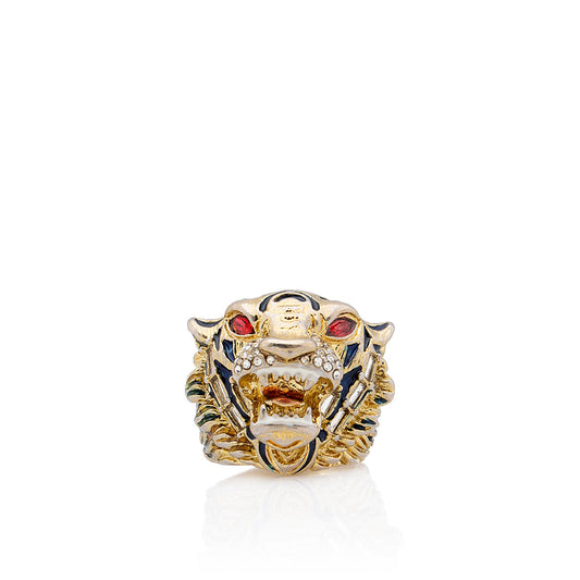 Gucci Crystal Tiger Head Ring - Size 6 (SHF-18497)