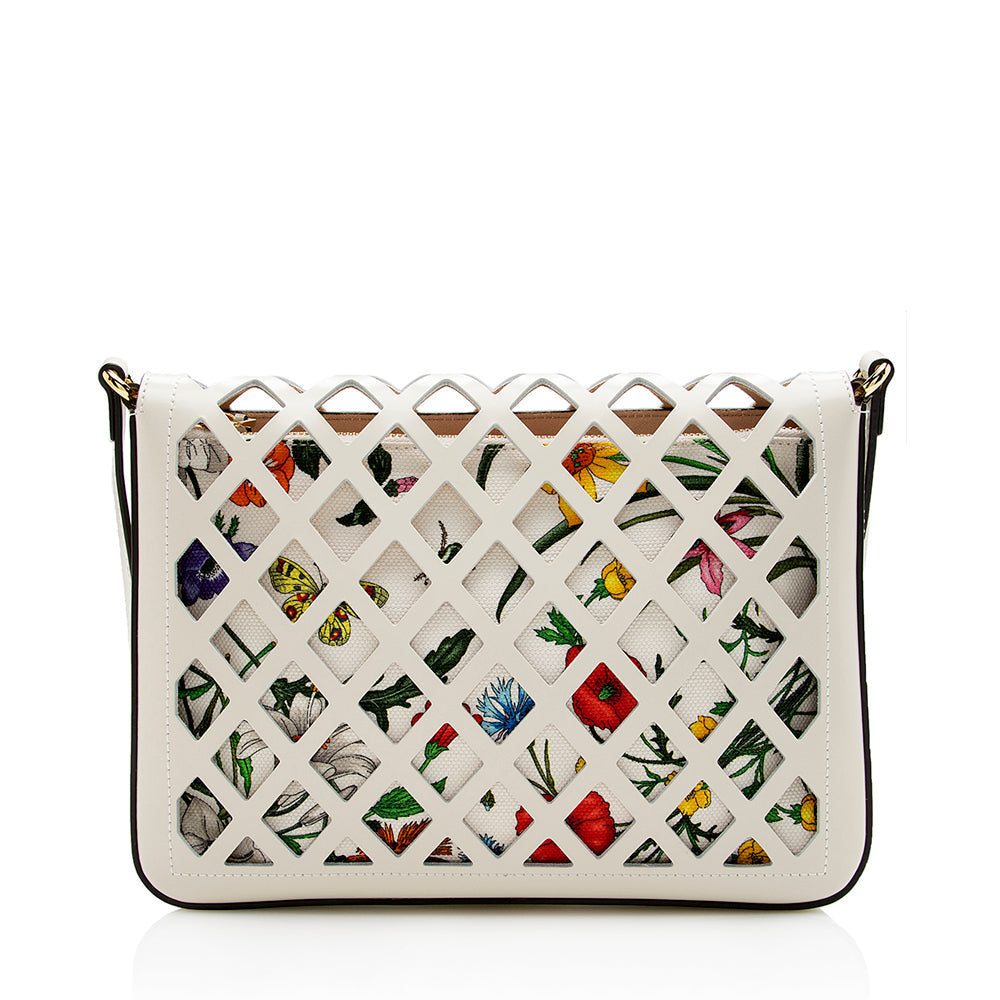 Gucci Cutout Leather Floral Shoulder Bag (SHF-16545)