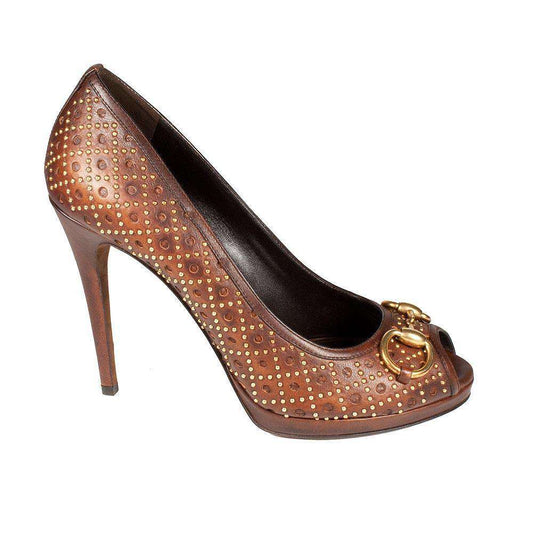 Gucci Designer Shoes for Women Brown Leather Pumps (GGW2703)