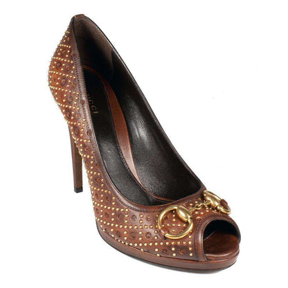 Gucci Designer Shoes for Women Brown Leather Pumps (GGW2703)