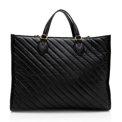 Gucci Diagonal Matelasse Leather GG Marmont Tote (SHF-18395)