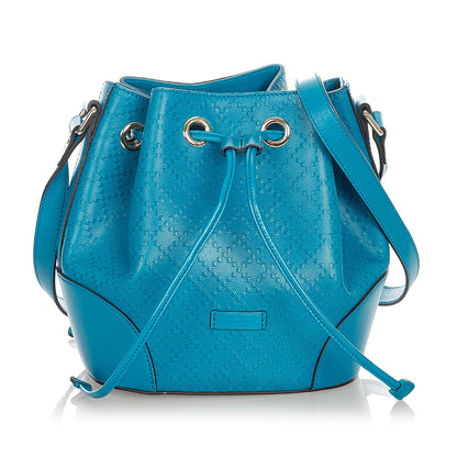 Gucci Diamante Bright Leather Bucket Bag