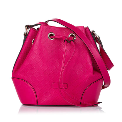 Gucci Diamante Bright Leather Bucket Bag