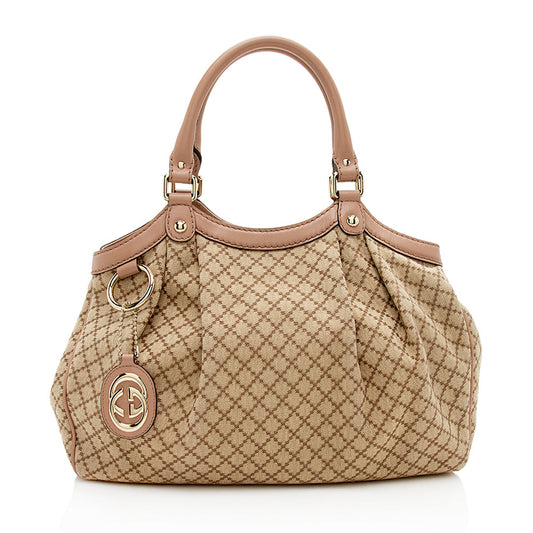 Gucci Diamante Canvas Sukey Medium Tote (SHF-12389)