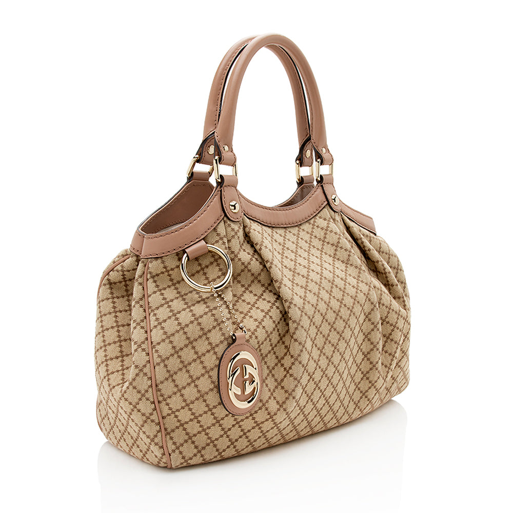 Gucci Diamante Canvas Sukey Medium Tote