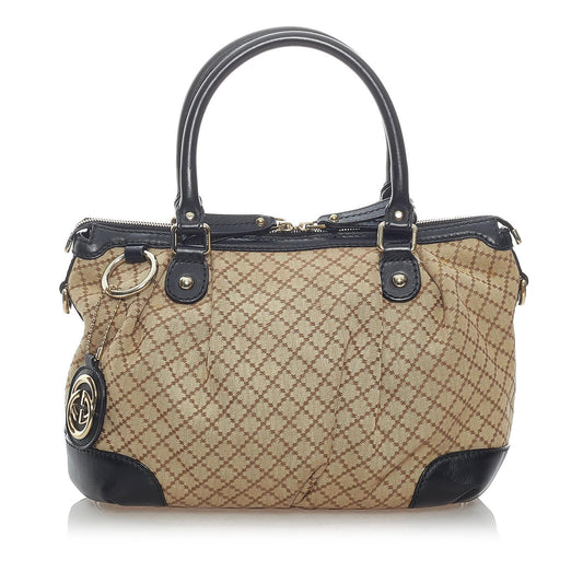 Gucci Diamante Sukey Canvas Satchel (SHG-32973)