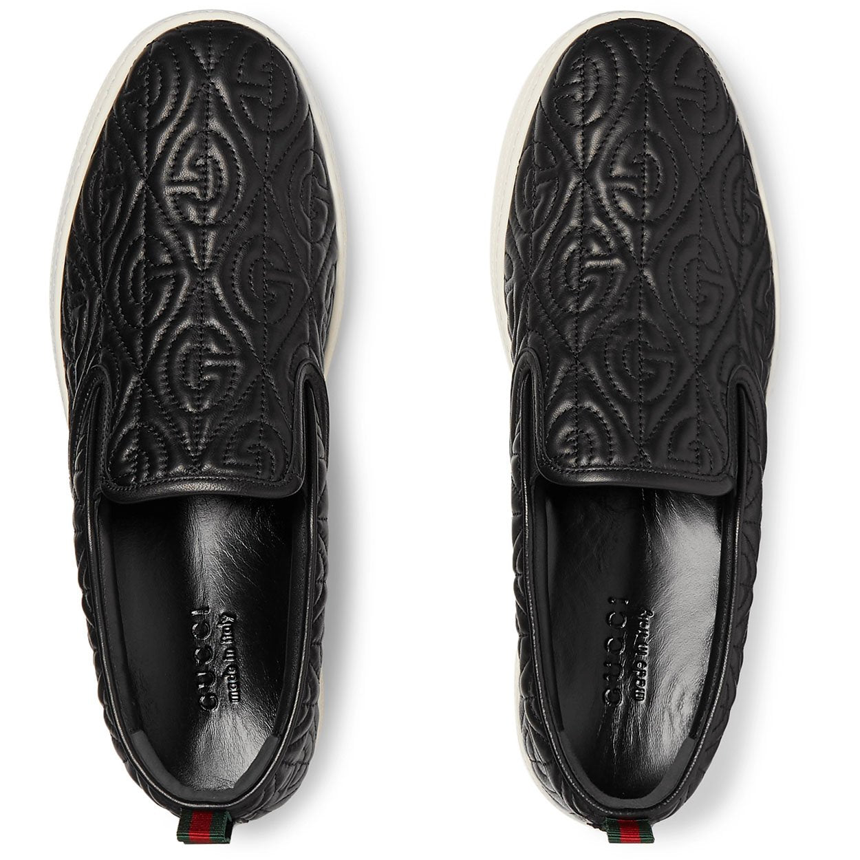 Gucci Dublin Men's Quilted Sneakers Black Leather Slip-On Shoes (GGM1709)