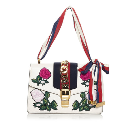 Gucci Embroidered Sylvie Leather Shoulder Bag (SHG-33807)