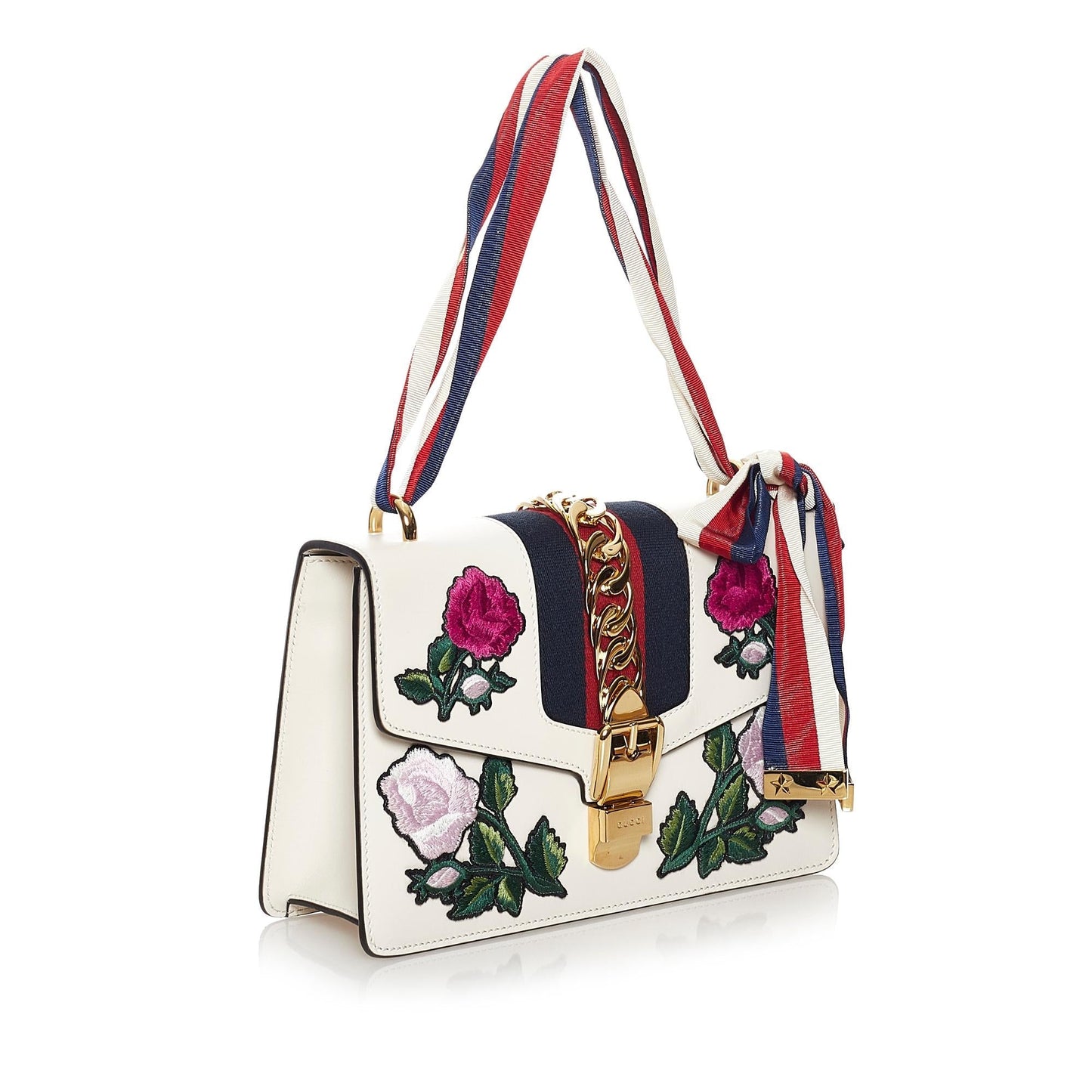 Gucci Embroidered Sylvie Leather Shoulder Bag (SHG-33807)